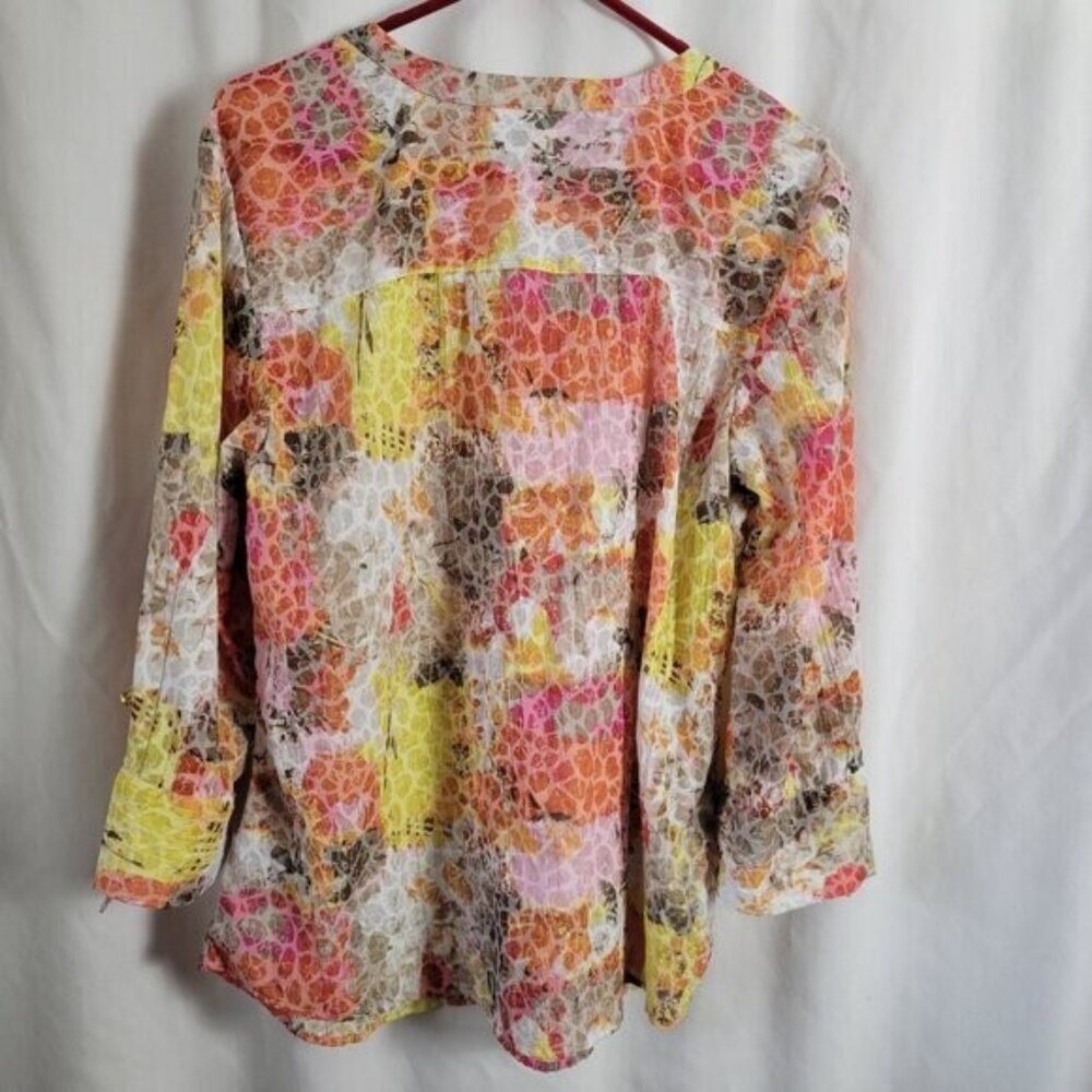 JM Collection Blouse Floral Sz 18 Breezy Flowy BOHO Feminine Vacation embellish - Picture 2 of 9